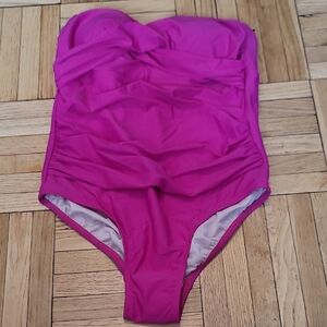Kona Sol Fuchsia Strapless One Piece Swimsuit